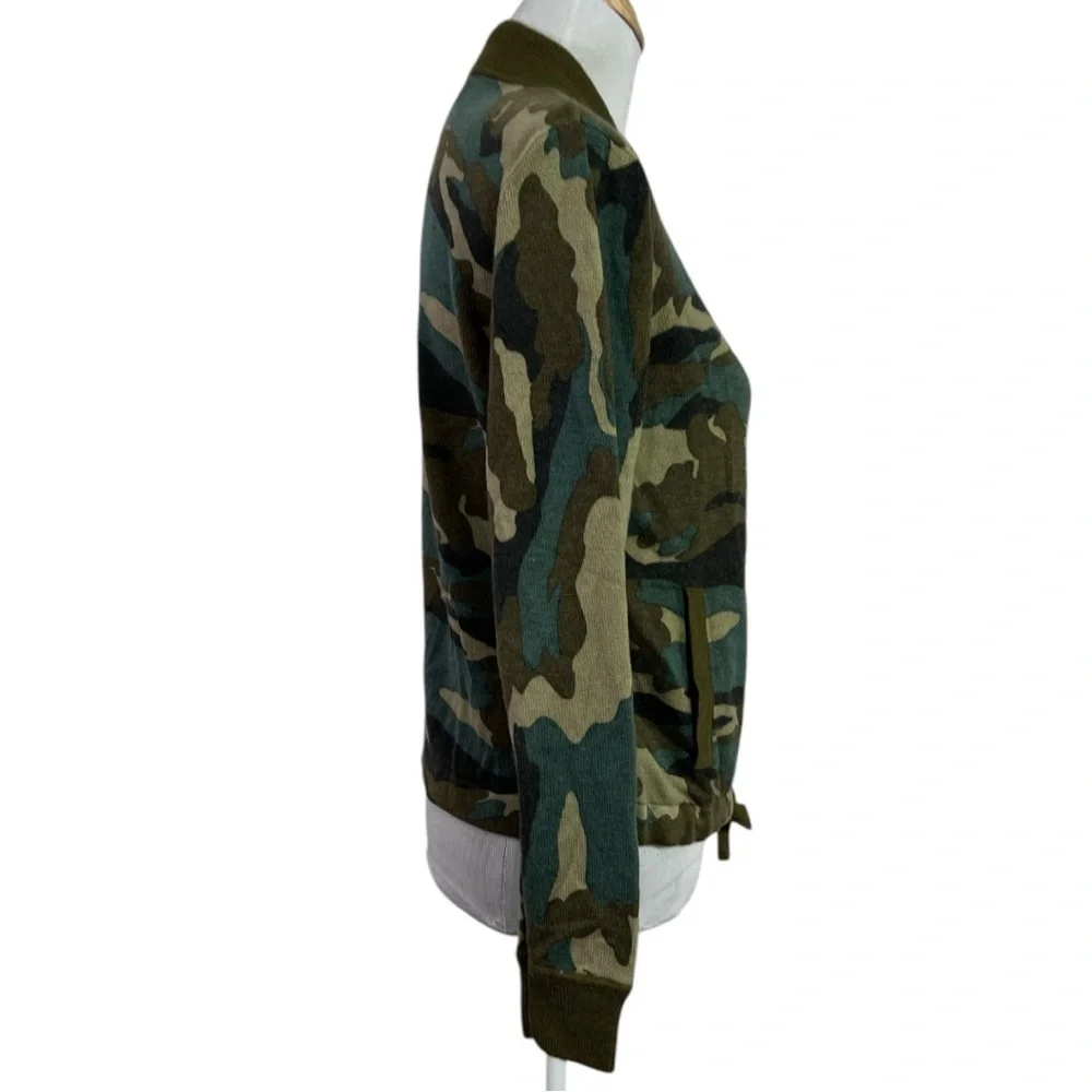 J. Crew Bomber Zip Cardigan Jacket size XS in Army Camouflage